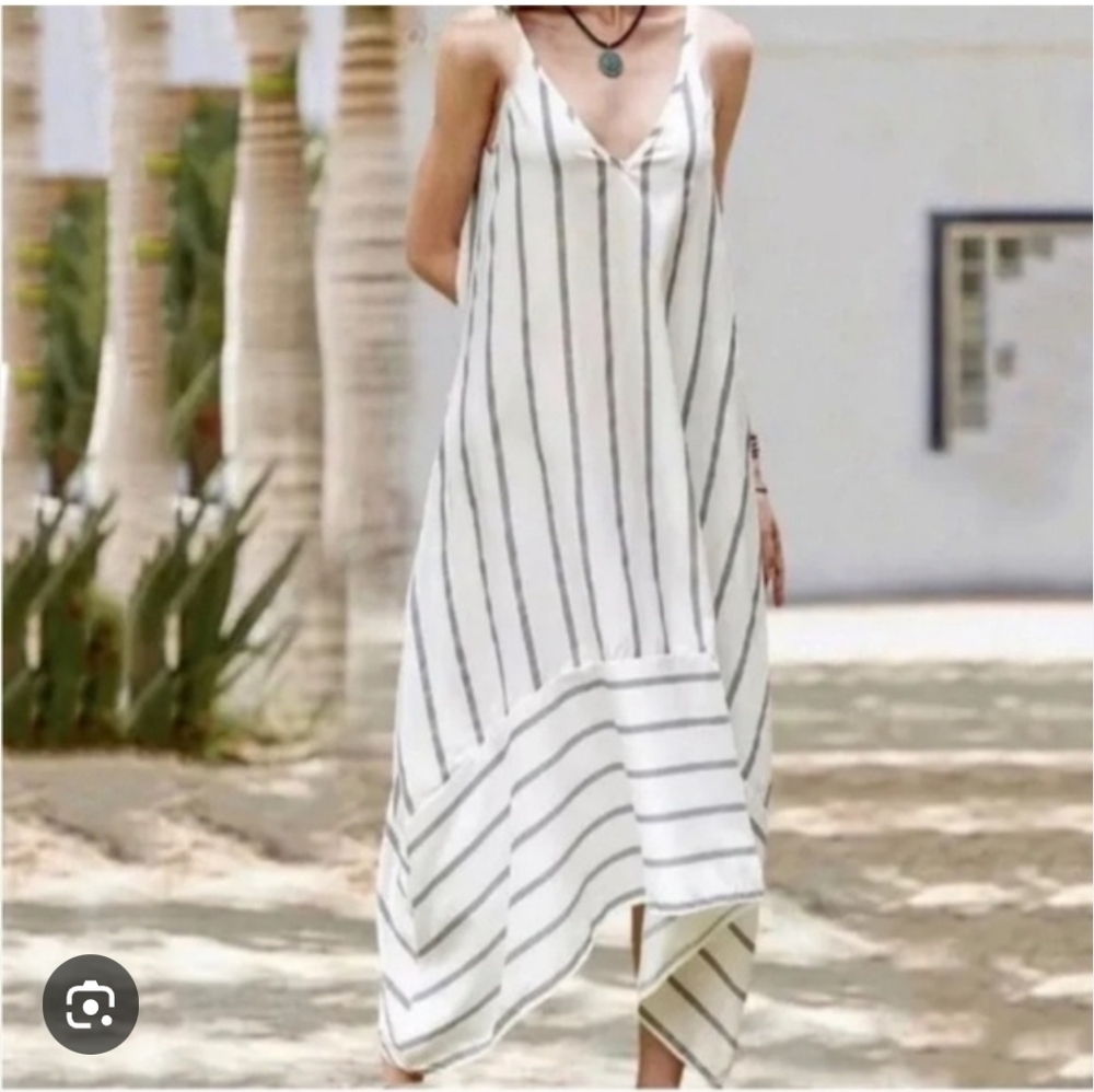 Elegant Made In Italy Terzo MillennioAsymmetrical Striped Dress